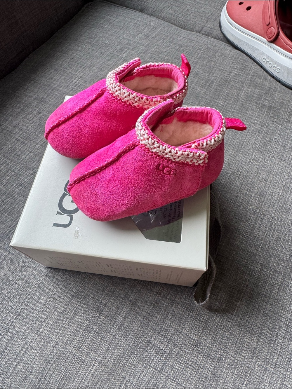 UGG Bright Pink Toddler Slip-On Plush Booties